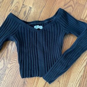 Hollister Black Off-Shoulder Ribbed Sweater